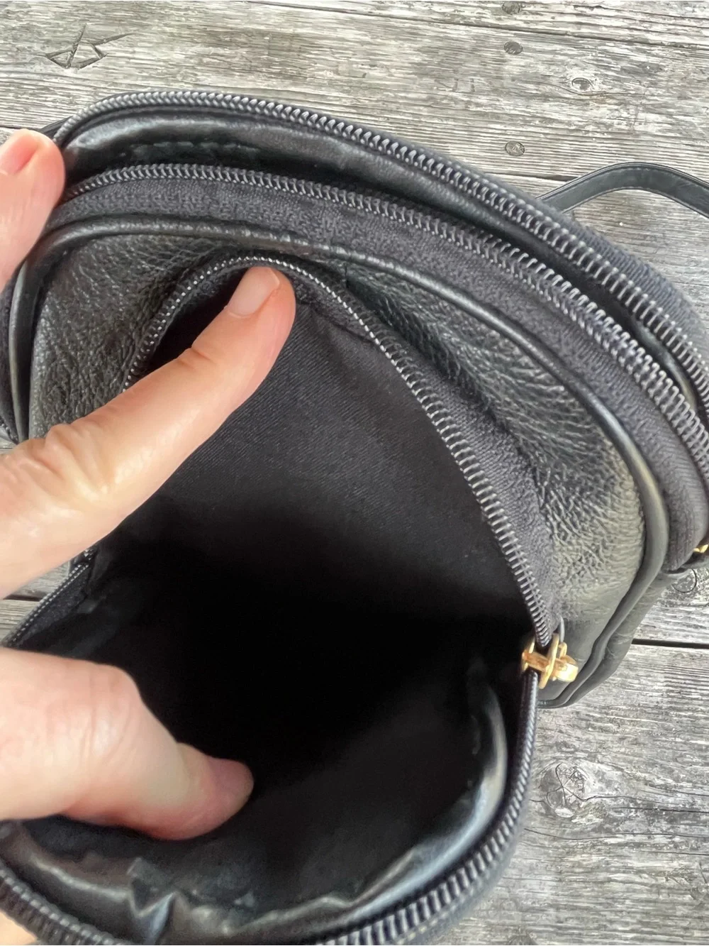VALENTINO Black Leather Crossbody Bag with Gold Hardware - MINI